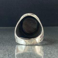 Oval Onyx Gemstone 925 Solid Silver Men Ring