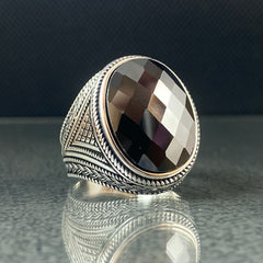 Oval Onyx Gemstone 925 Solid Silver Men Ring