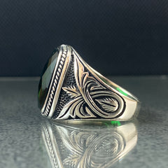 Emerald Gemstone 925 Solid Silver Ring