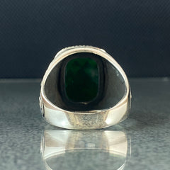 Anillo de plata maciza de piedra esmeralda 925, anillo de piedra preciosa esmeralda verde 