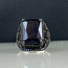 Sapphire Gemstone Ring For Men 925 Sterling Silver