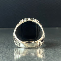 Black Onyx Gemstone 925 Solid Silver Men Ring