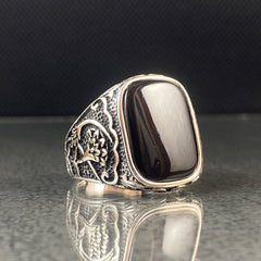 Black Onyx Gemstone 925 Solid Silver Men Ring