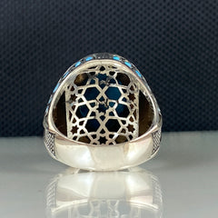 Blue Turquoise Gemstone 925 Sterling Silver Handmade Ring