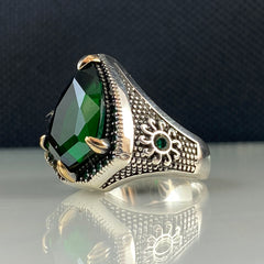 Emerald Gemstone Green Stone 925 Sterling Silver Ring