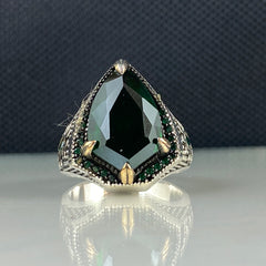 Emerald Gemstone Green Stone 925 Sterling Silver Ring