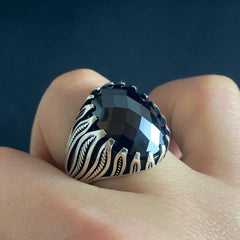 Black Onyx Stone 925 Sterling Silver Men Ring