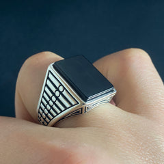 Onyx Gemstone 925 Silver Ring For Men