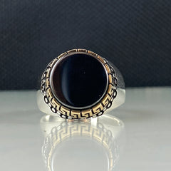 Black Gemstone Onyx 925 Sterling Silver Men Classic Ring