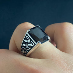 Men Handmade Black Onyx Gemstone 925 Silver Ring