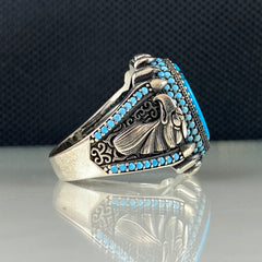 Eagle Turquoise Stone 925 Sterling Silver Men Ring