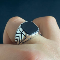 Onyx Gemstone 925 Silver Men Ring