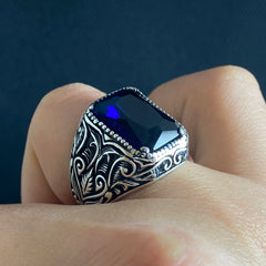 Sapphire Gemstone 925 Solid Silver Handmade Ring