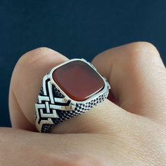 Red Agate Gemstone 925 Sterling Silver Ring