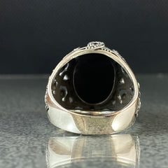 Oval Black Onyx Gemstone 925 Solid Silver Ring