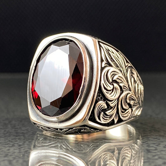 Ruby Gemstone 925 Solid Silver Handmade Ring