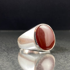 Simple Daily Agate 925 Silver Ring For Young Men