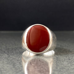 Simple Daily Agate 925 Silver Ring For Young Men