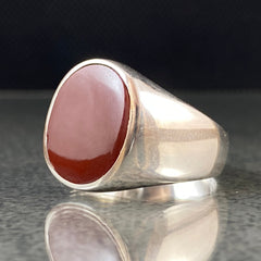 Simple Daily Agate 925 Silver Ring For Young Men