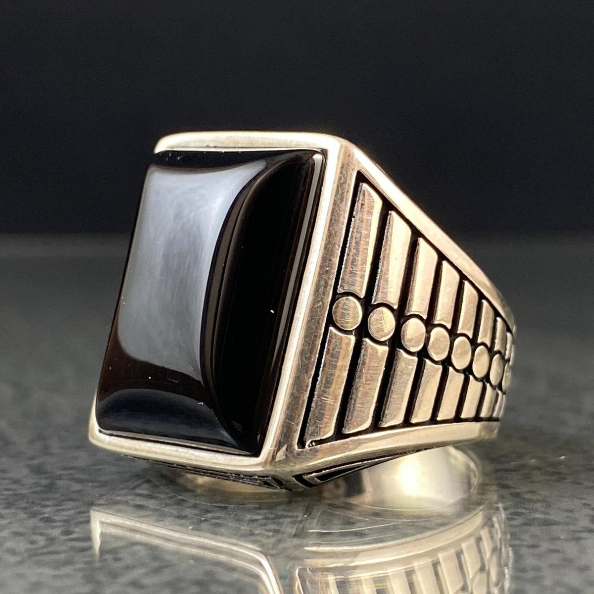 Onyx Gemstone 925 Solid Silver Men Ring