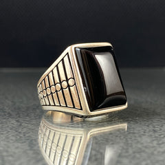 Onyx Gemstone 925 Solid Silver Men Ring