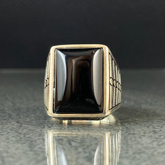 Onyx Gemstone 925 Solid Silver Men Ring