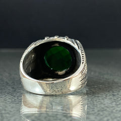 Anillo de plata maciza de piedra esmeralda 925, anillo de piedra preciosa esmeralda verde 