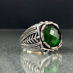 Anillo de plata maciza de piedra esmeralda 925, anillo de piedra preciosa esmeralda verde 