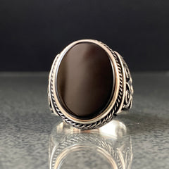 Onyx Gemstone 925 Solid Silver Handmade Ring