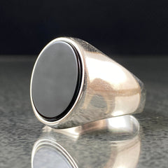 Classic Black Onyx 925 Silver Ring For Young Men