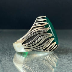 Agate Gemstone 925 Solid Silver Handmade Ring