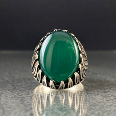 Agate Gemstone 925 Solid Silver Handmade Ring