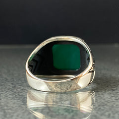 Green Agate Gemstone 925 Solid Silver Men Ring