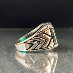 Green Agate Gemstone 925 Solid Silver Men Ring