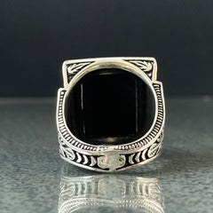 Large Black Onyx Gemstone 925 Solid Silver Handmade Men Ring