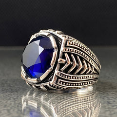 Sapphire Gemstone 925 Solid Silver Handmade Ring