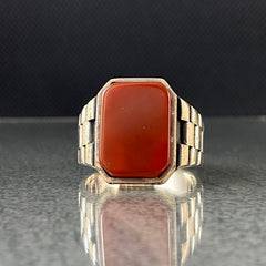 925 Solid Silver Agate Gemstone Men Ring