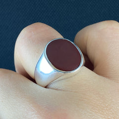 Simple Daily Agate 925 Silver Ring For Young Men