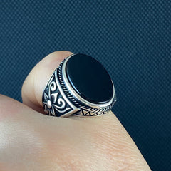 Onyx Gemstone 925 Solid Silver Handmade Ring