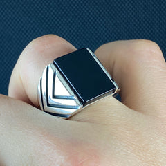 Onyx Stone 925 Sterling Silver Men Ring