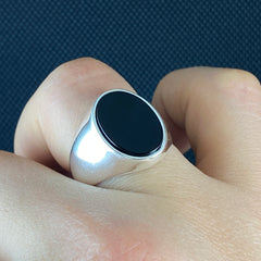 Classic Black Onyx 925 Silver Ring For Young Men