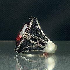 Red Ruby Stone 925 Sterling Silver Men Handmade Ring