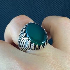 Agate Gemstone 925 Solid Silver Handmade Ring