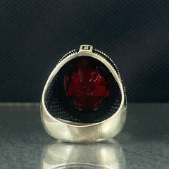 Red Ruby Stone 925 Sterling Silver Men Handmade Ring