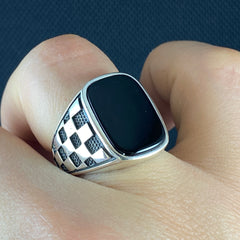 Black Onyx Gemstone 925 Solid Silver Handmade Ring