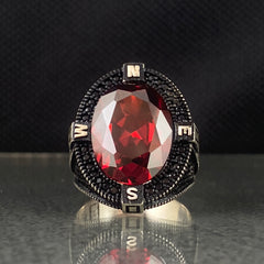 Red Ruby Stone 925 Sterling Silver Men Handmade Ring