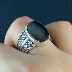 Onyx Gemstone 925 Silver Men Ring