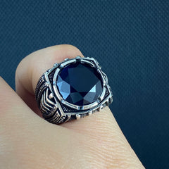 Sapphire Gemstone 925 Solid Silver Handmade Ring