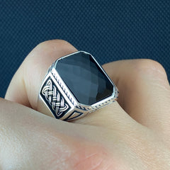 Onyx Gemstone 925 Solid Silver Handmade Ring