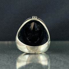 Oval Black Onyx Stone 925 Sterling Silver Men Handmade Ring